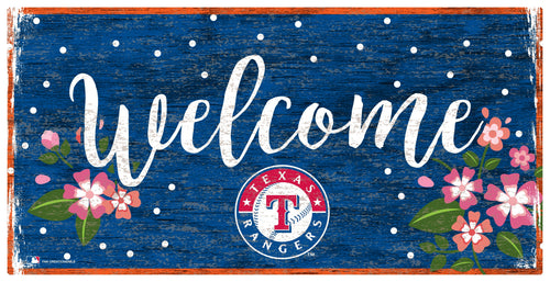 Fan Creations 6x12 Horizontal Texas Rangers Welcome Floral 6x12 Sign