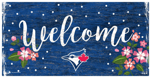 Fan Creations 6x12 Horizontal Toronto Blue Jays Welcome Floral 6x12 Sign