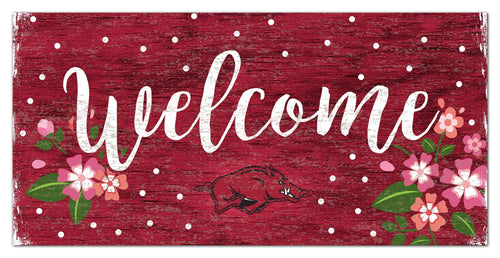 Fan Creations 6x12 Horizontal University of Arkansas Welcome Floral 6x12 Sign