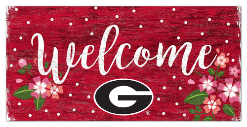 Fan Creations 6x12 Horizontal University of Georgia Welcome Floral 6x12 Sign