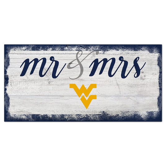 Fan Creations 6x12 Horizontal University of West Virginia Script Mr & Mrs 6x12 Sign