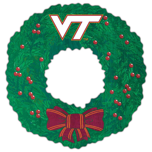 Fan Creations Holiday Home Decor Virginia Tech Team Wreath 16in