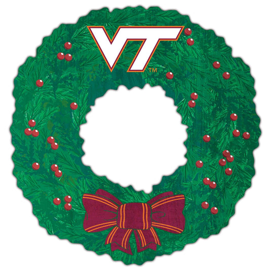 Fan Creations Holiday Home Decor Virginia Tech Team Wreath 16in