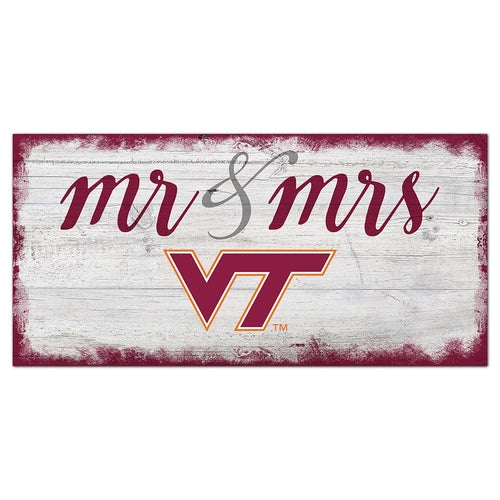 Fan Creations 6x12 Horizontal Virginia Tech University Script Mr & Mrs 6x12 Sign