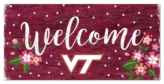 Fan Creations 6x12 Horizontal Virginia Tech University Welcome Floral 6x12 Sign