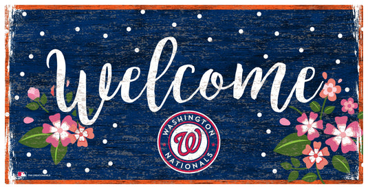 Fan Creations 6x12 Horizontal Washington Nationals Welcome Floral 6x12 Sign