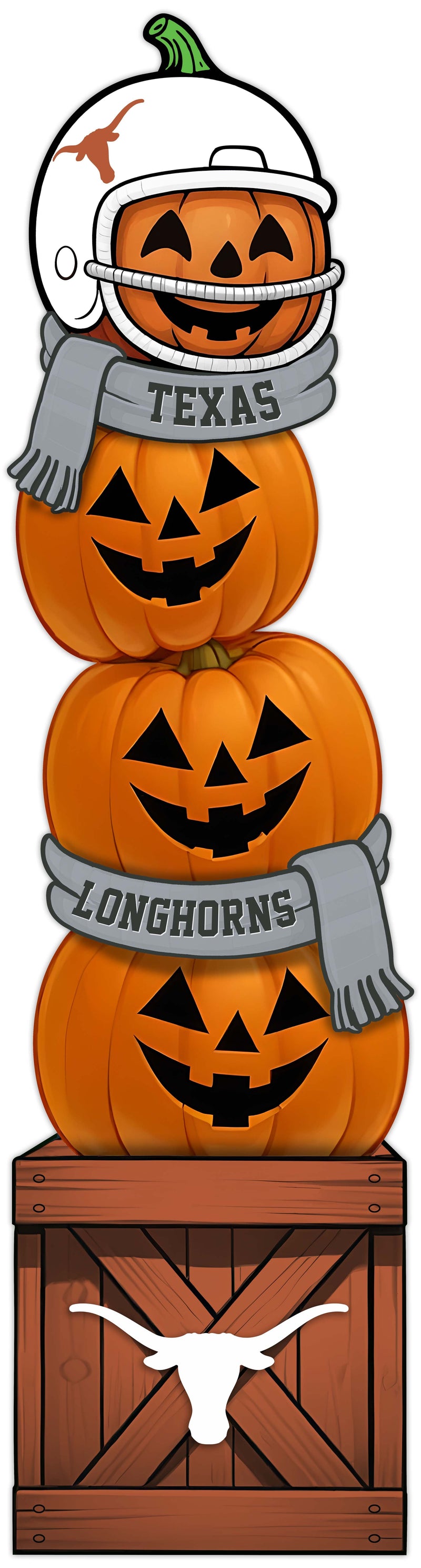Load image into Gallery viewer, 46 inch NCAA University of Texas Stacked Pumpkin Leaner - Scarf
