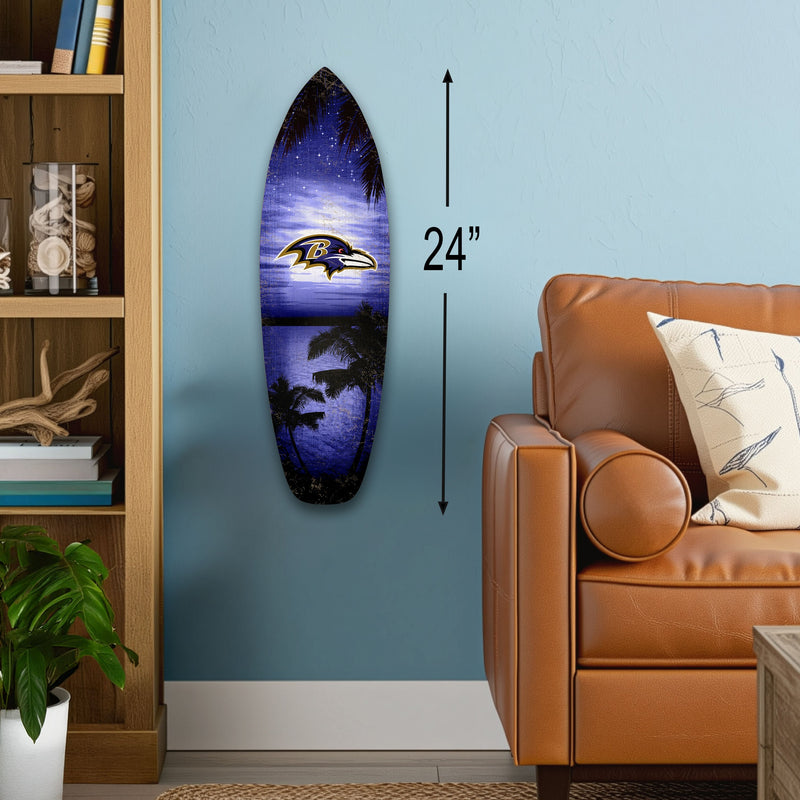 Load image into Gallery viewer, 24inch NFL Baltimore Ravens Surfboard Wall Art
