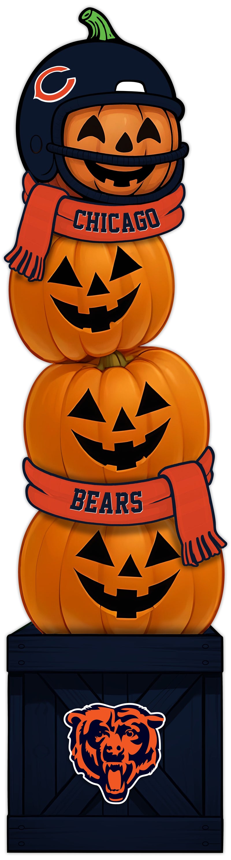 Load image into Gallery viewer, 46 inch NFL Chicago Bears Stacked Pumpkin Leaner - Scarf
