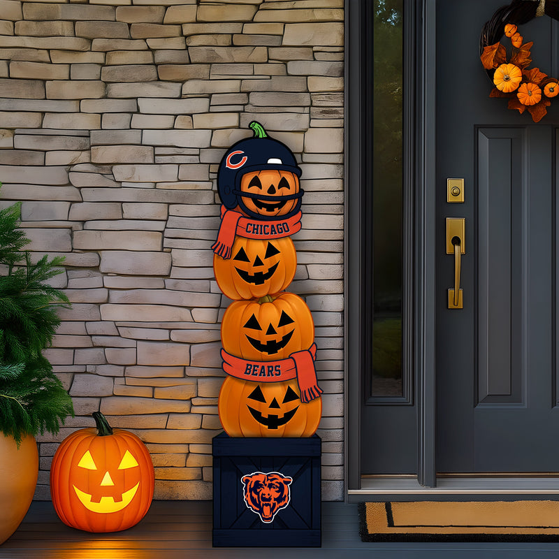 Load image into Gallery viewer, 46 inch NFL Chicago Bears Stacked Pumpkin Leaner - Scarf
