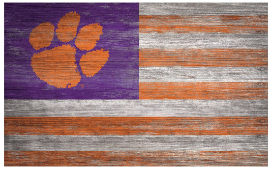 Fan Creations Home Decor Clemson   Distressed Flag 11x19