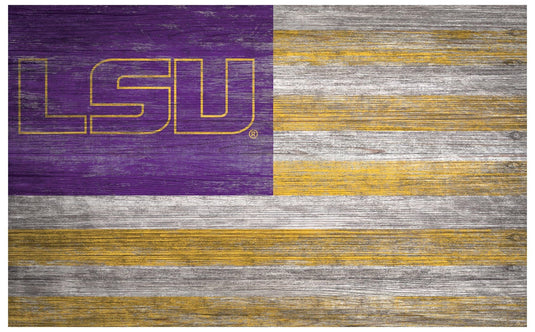 Fan Creations Home Decor LSU   Distressed Flag 11x19