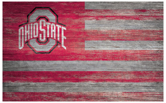 Fan Creations Home Decor Ohio State University   Distressed Flag 11x19