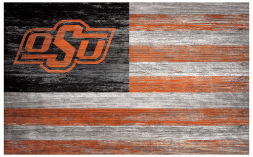 Fan Creations Home Decor Oklahoma State   Distressed Flag 11x19