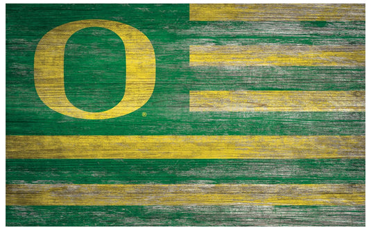 Fan Creations Home Decor University of Oregon  Distressed Flag 11x19