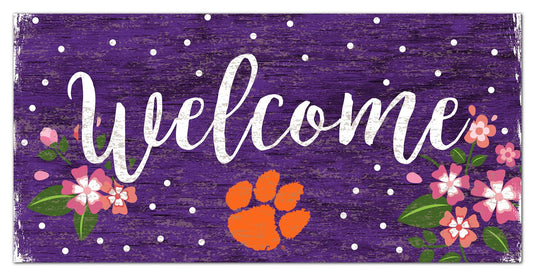 Fan Creations 6x12 Horizontal Clemson University Welcome Floral 6x12 Sign