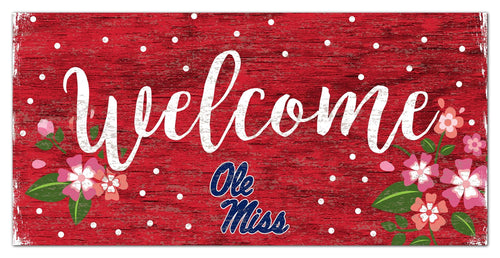 Fan Creations 6x12 Horizontal Ole Miss Welcome Floral 6x12 Sign