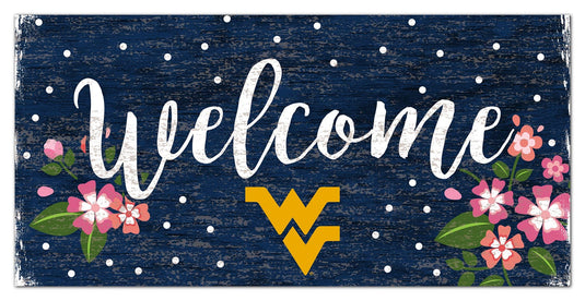 Fan Creations 6x12 Horizontal University of West Virginia Welcome Floral 6x12 Sign