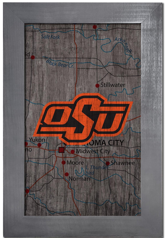 Fan Creations Home Decor Oklahoma State   City Map 11x19