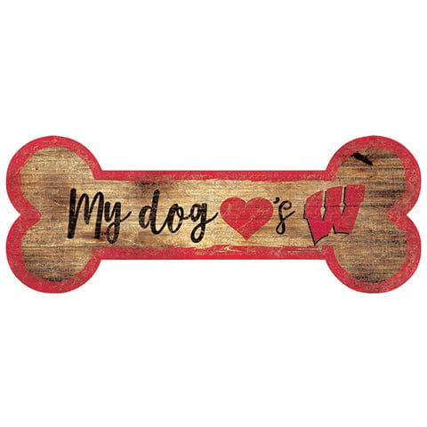 Fan Creations 6x12 Horizontal University of Wisconsin Dog Bone Sign