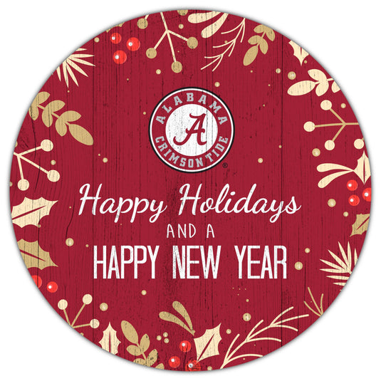 Fan Creations Holiday Home Decor Alabama Merry Christmas & Happy New Years 12in Circle