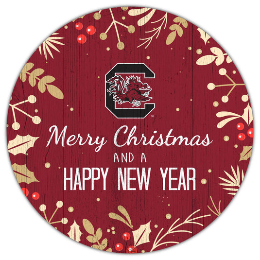 Fan Creations Holiday Home Decor South Carolina Merry Christmas & Happy New Years 12in Circle