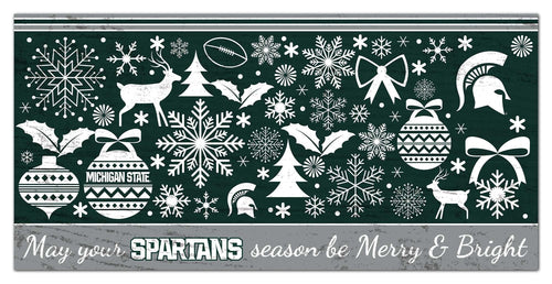 Fan Creations Holiday Home Decor Michigan State Merry and Bright 6x12