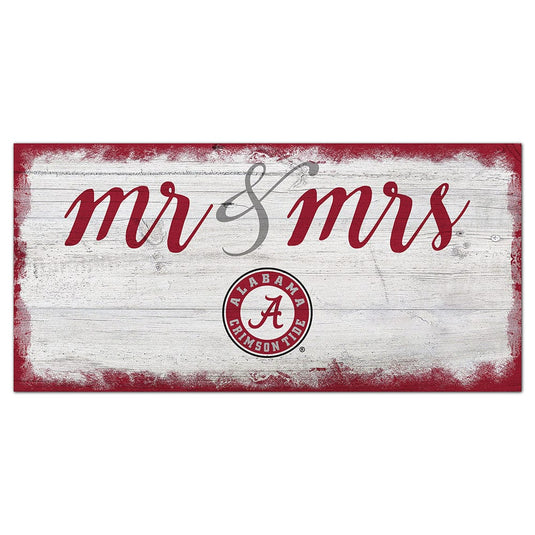 Fan Creations 6x12 Horizontal University of Alabama Script Mr & Mrs 6x12 Sign