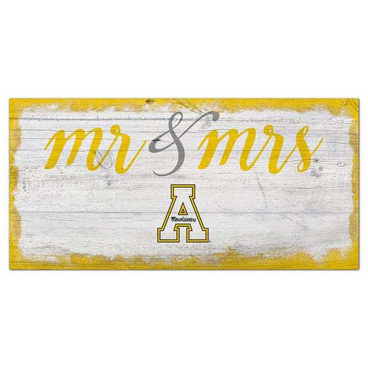 Fan Creations 6x12 Horizontal Appalachian State Script Mr & Mrs 6x12 Sign