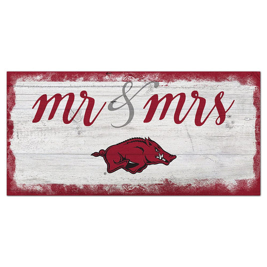 Fan Creations 6x12 Horizontal University of Arkansas Script Mr & Mrs 6x12 Sign