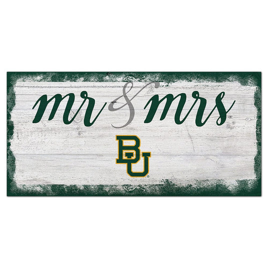 Fan Creations 6x12 Horizontal Baylor Script Mr & Mrs 6x12 Sign