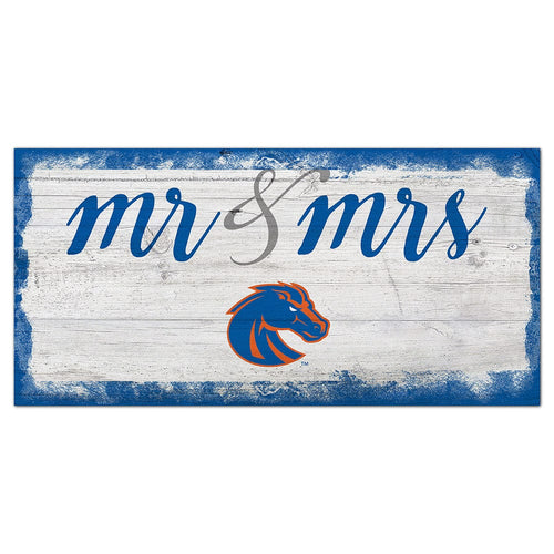 Fan Creations 6x12 Horizontal Boise State Script Mr & Mrs 6x12 Sign