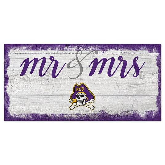 Fan Creations 6x12 Horizontal East Carolina Script Mr & Mrs 6x12 Sign