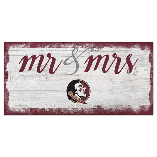 Fan Creations 6x12 Horizontal Florida State Script Mr & Mrs 6x12 Sign