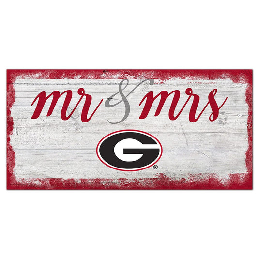 Fan Creations 6x12 Horizontal University of Georgia Script Mr & Mrs 6x12 Sign