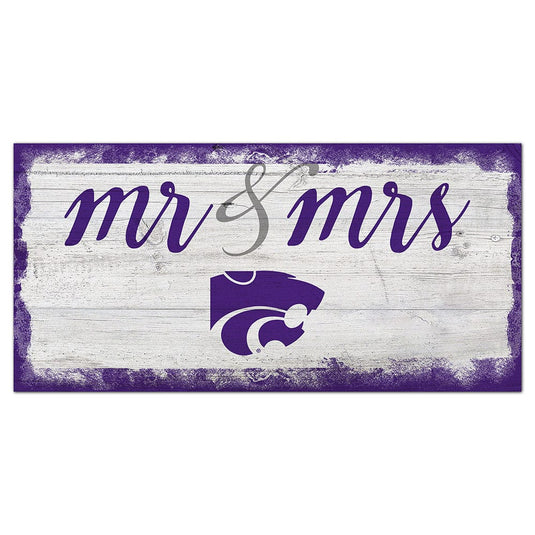 Fan Creations 6x12 Horizontal Kansas State Script Mr & Mrs 6x12 Sign