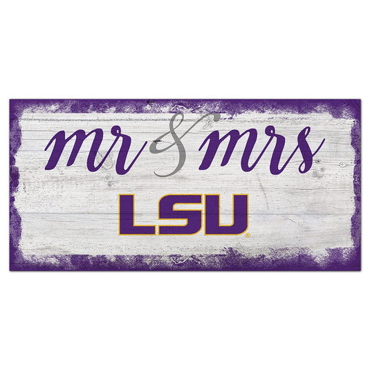 Fan Creations 6x12 Horizontal LSU Script Mr & Mrs 6x12 Sign