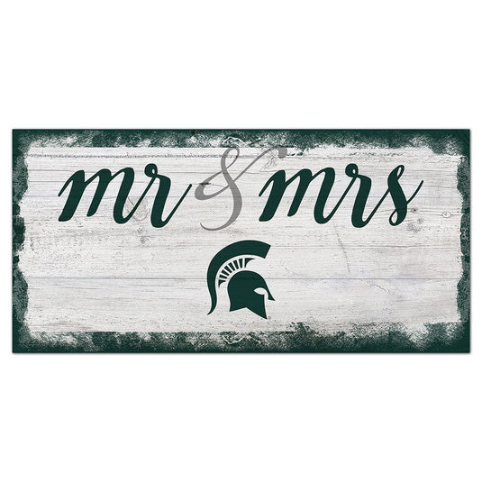 Fan Creations 6x12 Horizontal Michigan State Script Mr & Mrs 6x12 Sign