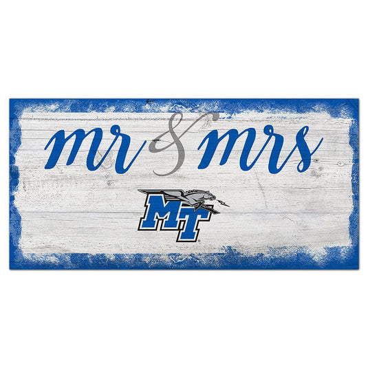 Fan Creations 6x12 Horizontal MTSU Script Mr & Mrs 6x12 Sign