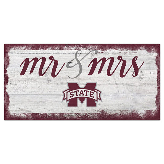 Fan Creations 6x12 Horizontal Mississippi State University Script Mr & Mrs 6x12 Sign