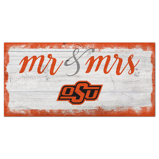 Fan Creations 6x12 Horizontal Oklahoma State Script Mr & Mrs 6x12 Sign