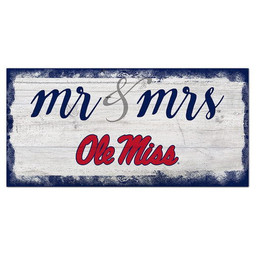 Fan Creations 6x12 Horizontal Ole Miss Script Mr & Mrs 6x12 Sign