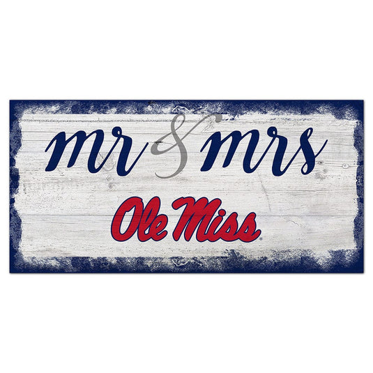 Fan Creations 6x12 Horizontal Ole Miss Script Mr & Mrs 6x12 Sign