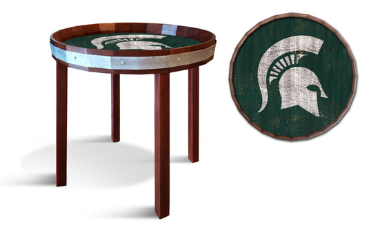 Fan Creations Wall Decor Michigan State  Barrel Top Side Table