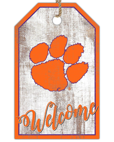 Fan Creations Holiday Home Decor Clemson Welcome 11x19 Tag