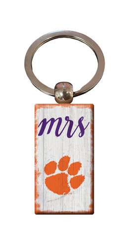 Fan Creations Home Decor Clemson  Script Mrs Keychain