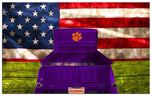 Fan Creations Home Decor Clemson  Patriotic Retro Truck 11x19