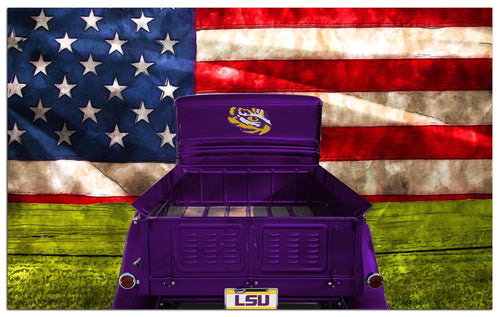 Fan Creations Home Decor LSU  Patriotic Retro Truck 11x19
