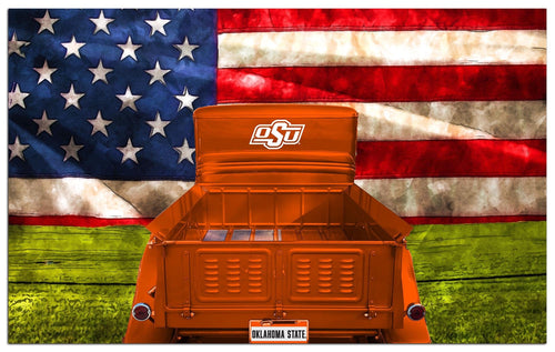 Fan Creations Home Decor Oklahoma State  Patriotic Retro Truck 11x19