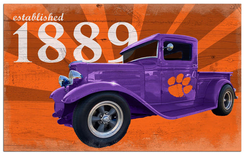 Fan Creations Home Decor Clemson  Established Truck 11x19